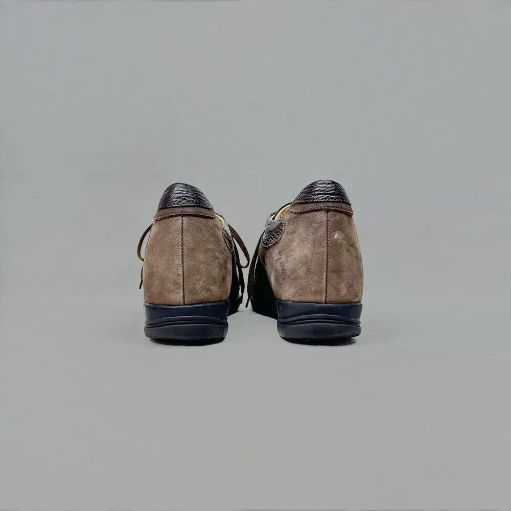 Vintage Bugarri Men’s Brown Leather and Suede Elevated Shoes - Size 7